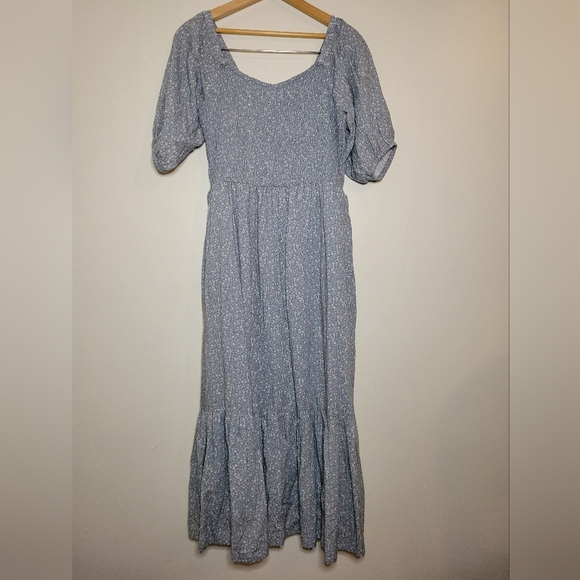 Little Cottonwood 100% linen blue floral parker dress, xsmall - Picture 2 of 6